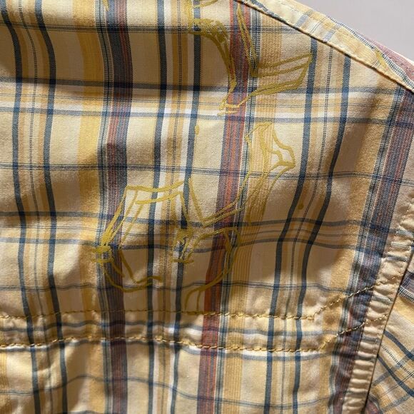 Mountain Hardwear Yellow Plaid Short Sleeve Button Up Shirt Men’s Sz M - Picture 2 of 9